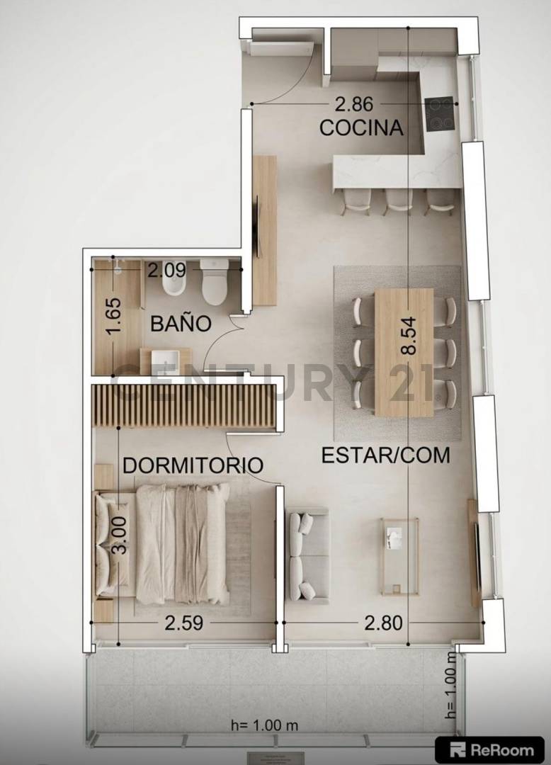 Departamento 2 ambientes en Pozo