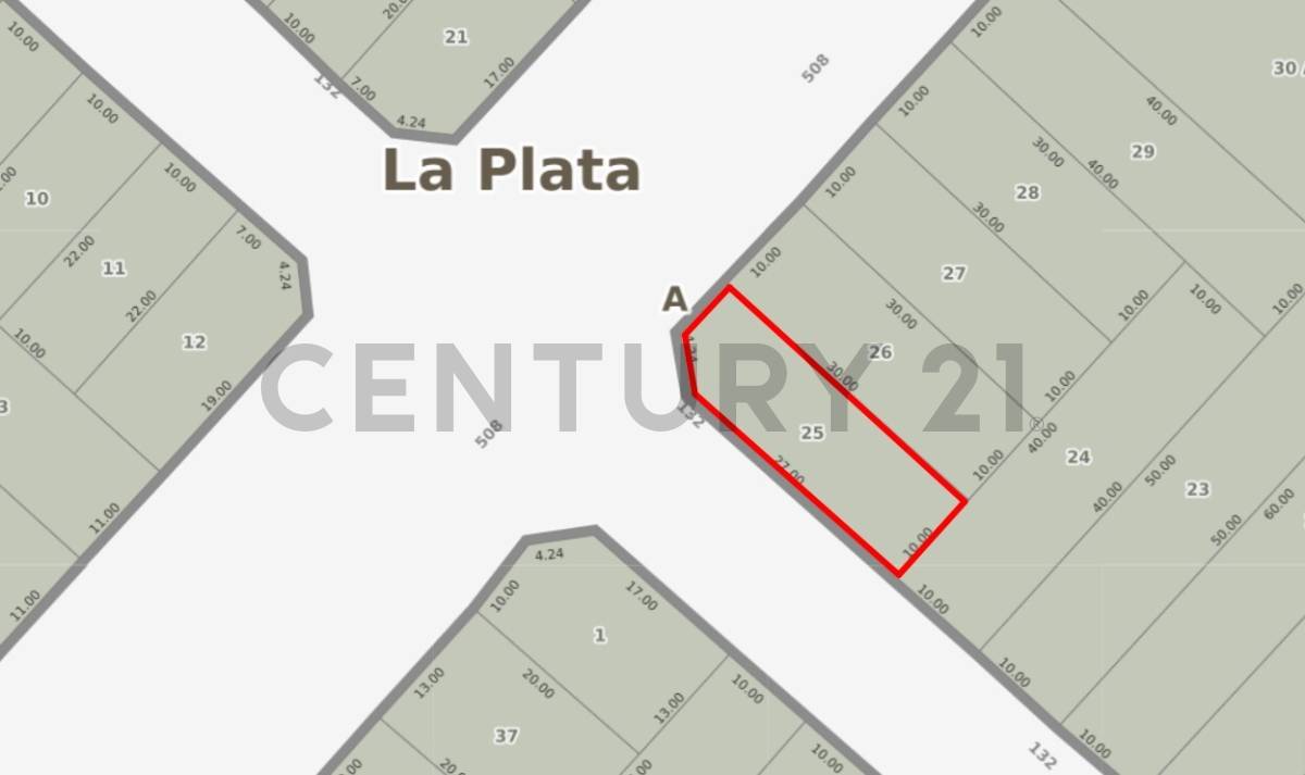 Lote escriturado a la VENTA sobre la esquina 508 y 132  / 300 m2 sobre esquina al frente