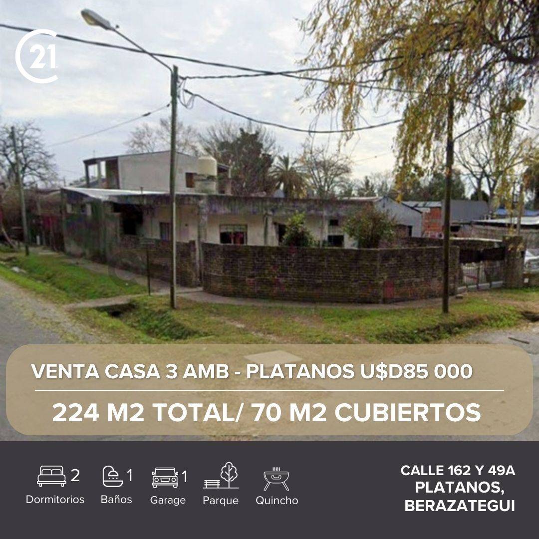 Venta de Casa 3 AMBIENTES Platanos, Berazategui