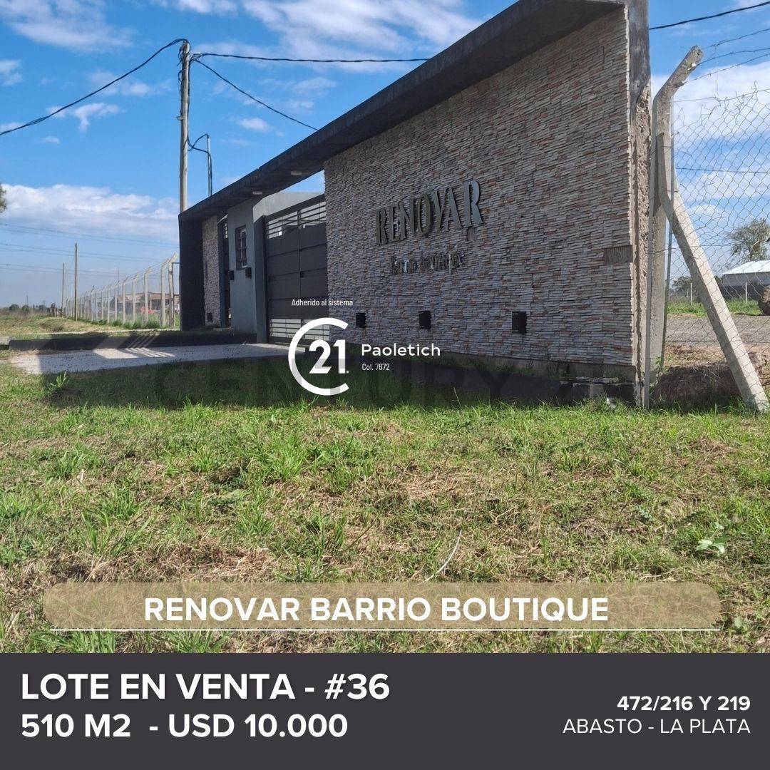 LOTE EN VENTA EN LA PLATA, RENOVAR BARRIO BOUTIQUE