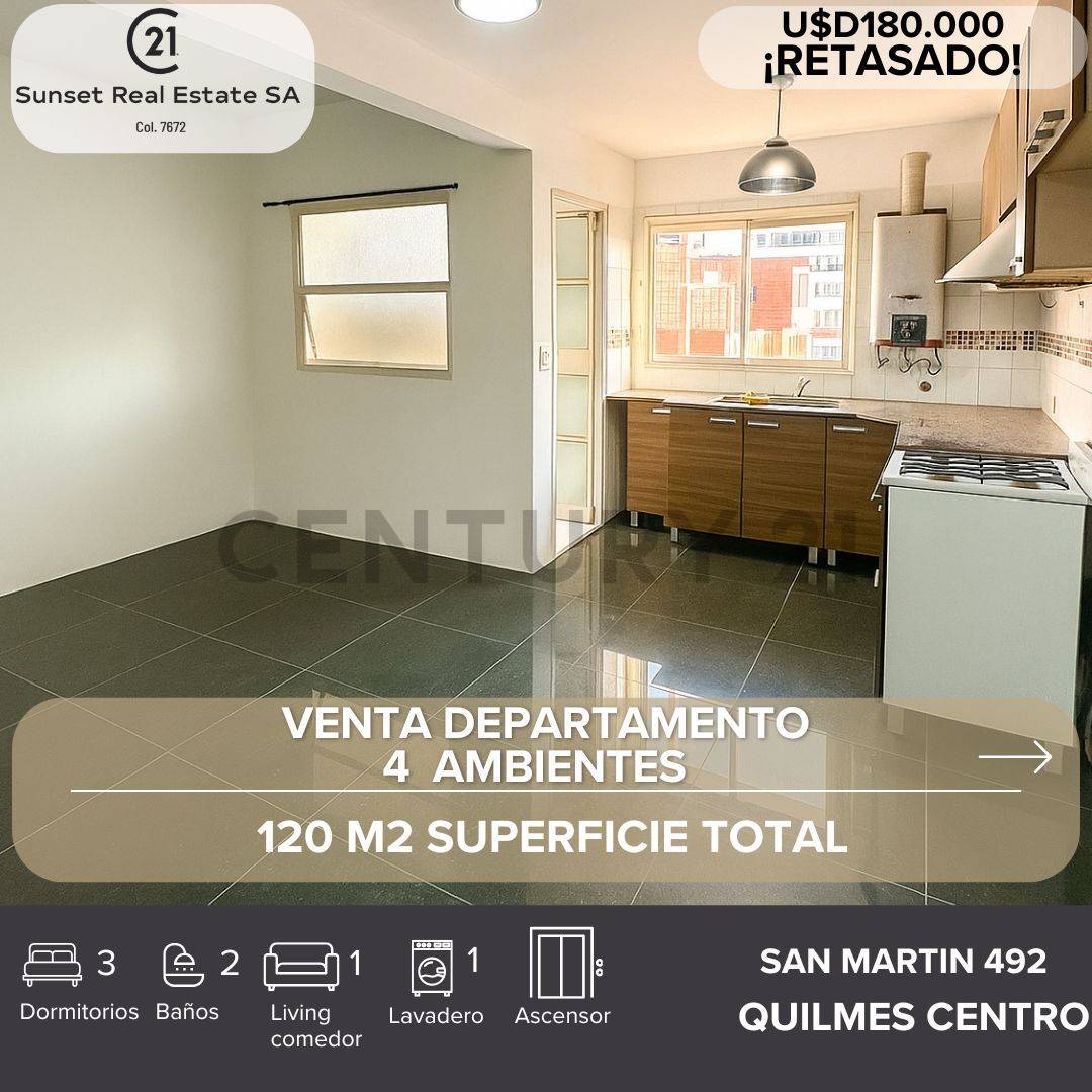 VENTA DEPARTAMENTO 4 AMBIENTES QUILMES