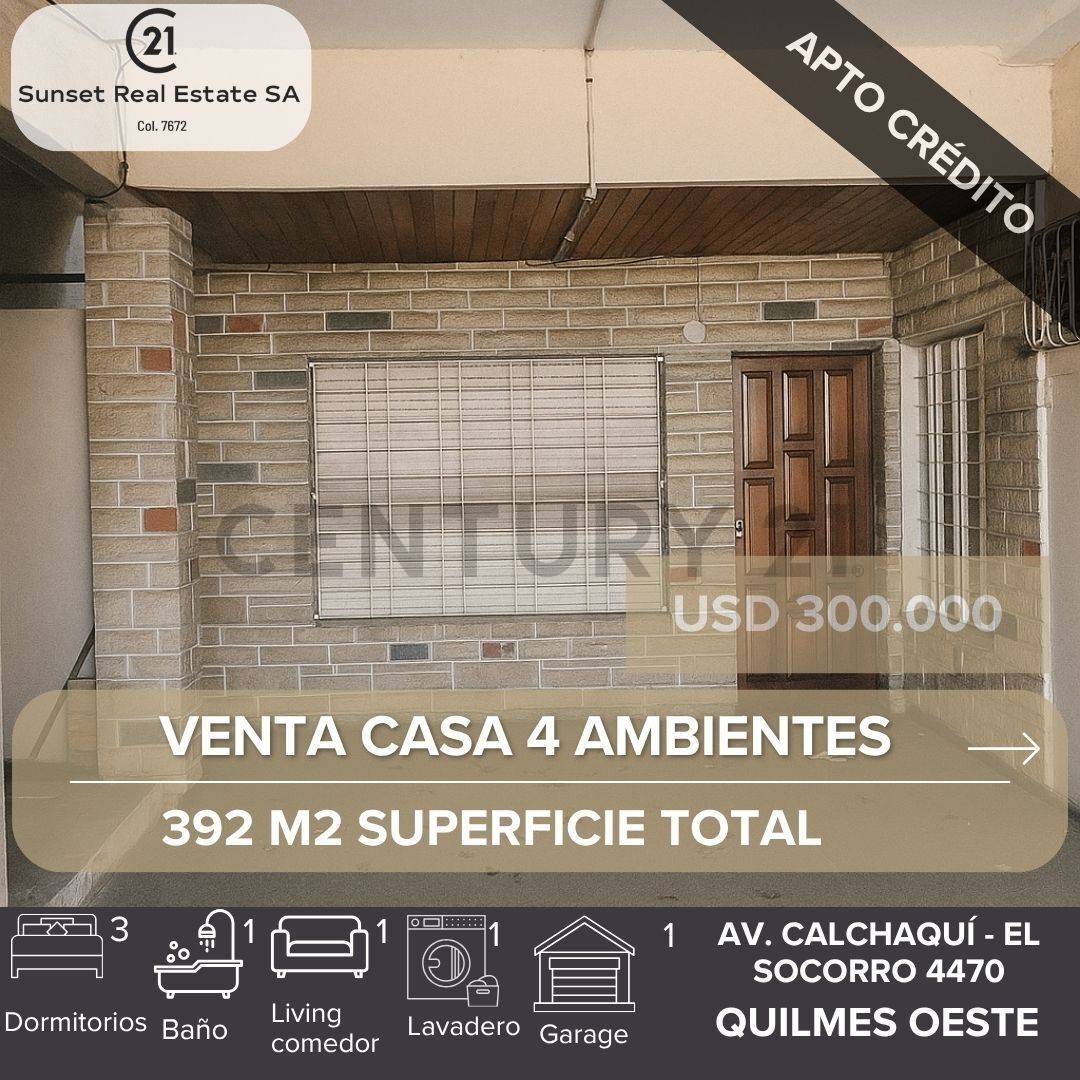 VENTA CASA 4 AMBIENTES + LOCAL QUILMES OESTE (Sobre Av. Calchaqui)