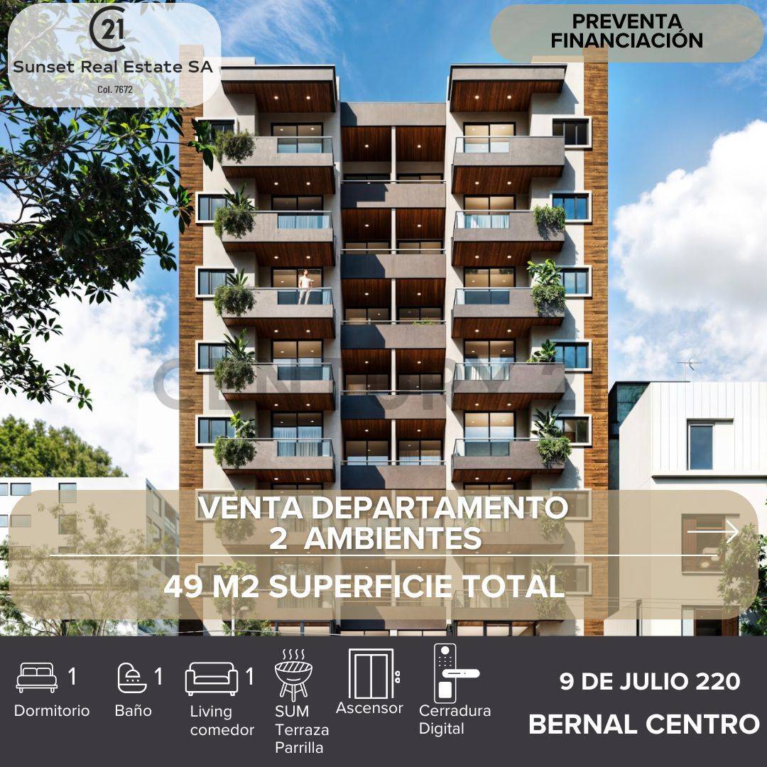 VENTA DEPARTAMENTO 2 AMBIENTES EN BERNAL CENTRO