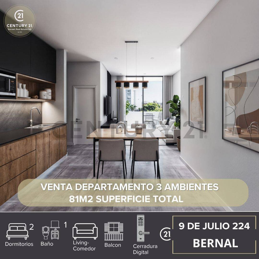 VENTA DEPARTAMENTO 3 AMBIENTES BERNAL CENTRO