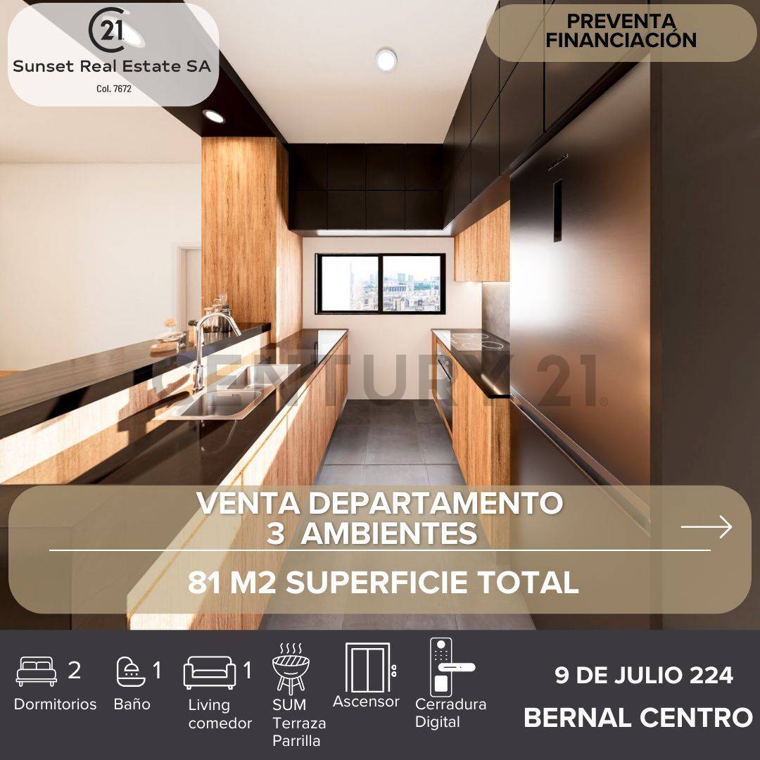 VENTA DEPARTAMENTO 3 AMBIENTES BERNAL CENTRO