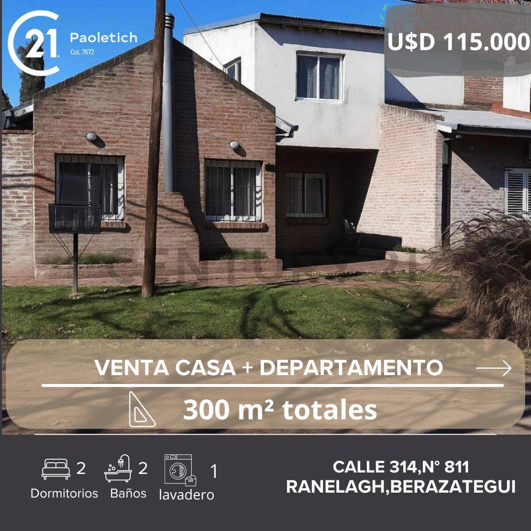 VENTA CASA 4 AMBIENTES RANELAGH