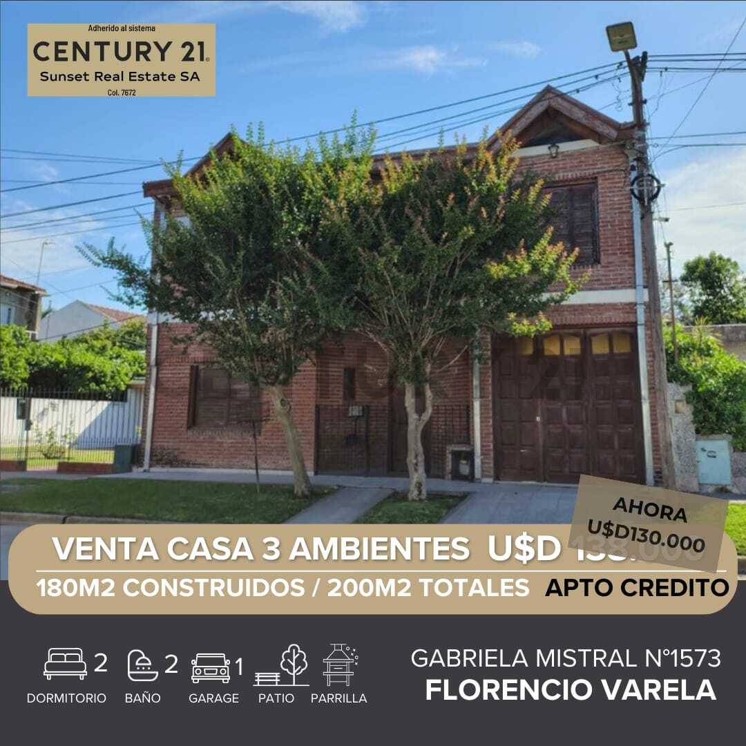 VENTA CASA 3 AMBIENTES  FLORENCIO VARELA