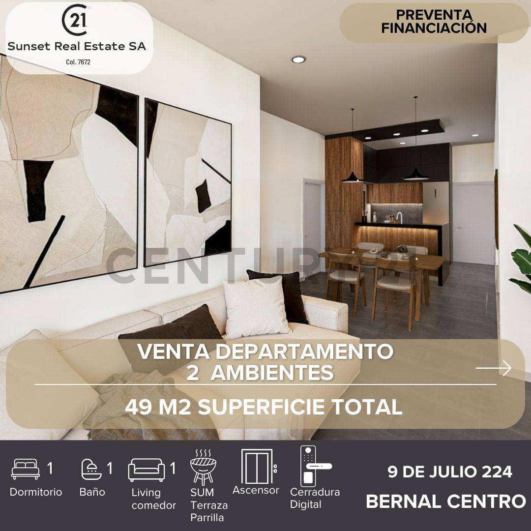 VENTA DEPARTAMENTO 2 AMBIENTES BERNAL CENTRO