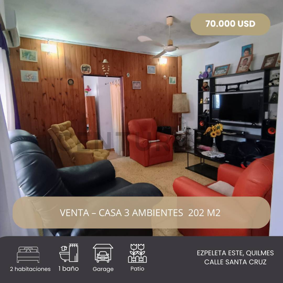 VENTA CASA 3 AMBIENTES, A 500M DE LA ESTACION DE EZPELETA