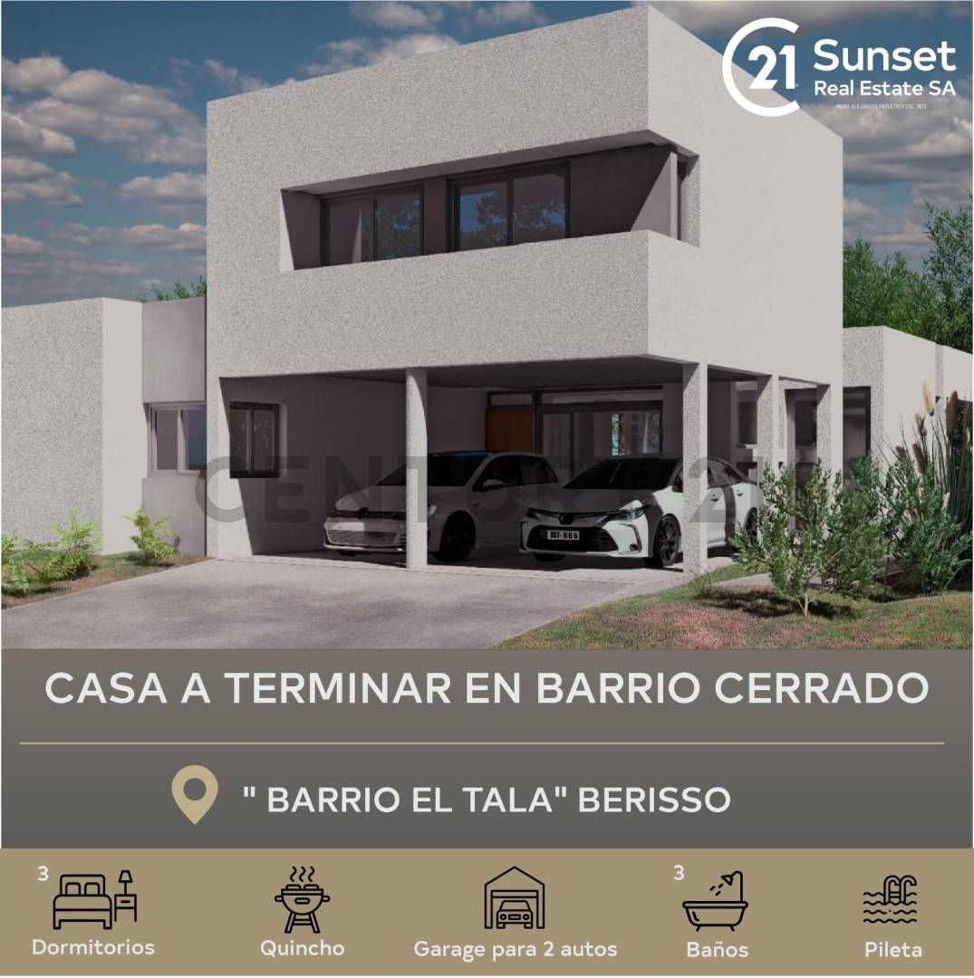 Casa a terminar en barrio cerrado El Tala