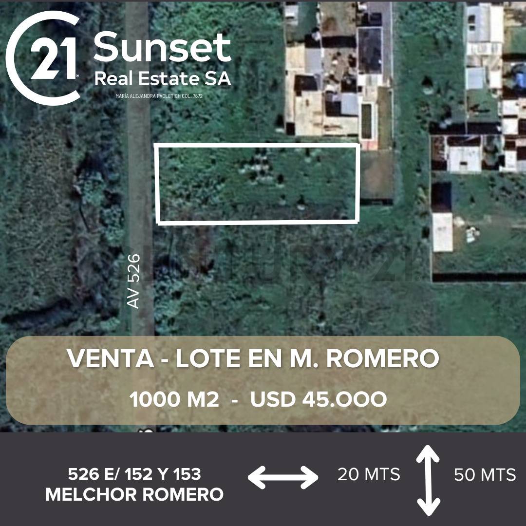 VENTA LOTE 1000 M2 MELCHOR ROMERO LA PLATA