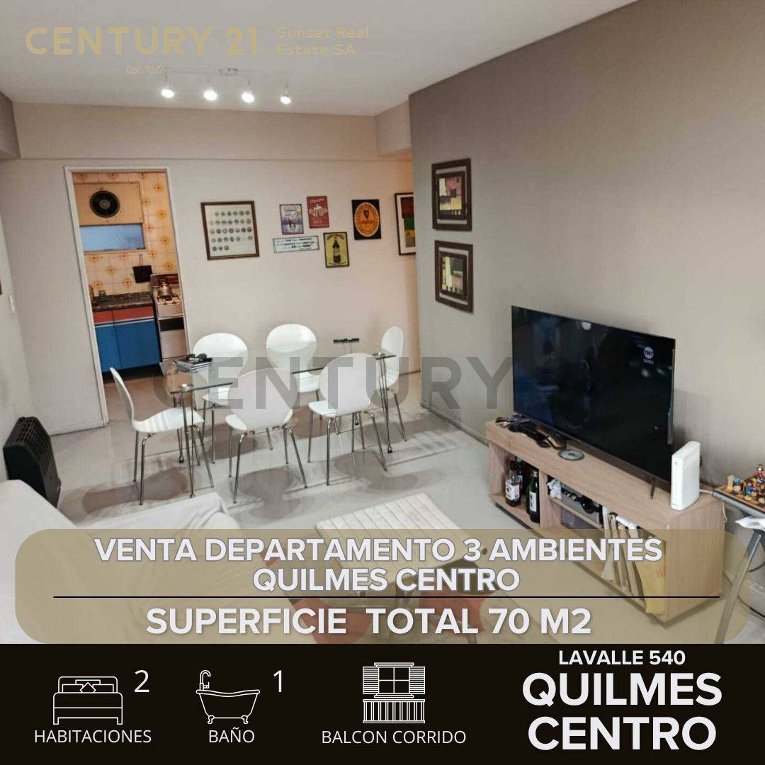 VENTA DEPARTAMENTO 3 AMBIENTES EN QUILMES CENTRO