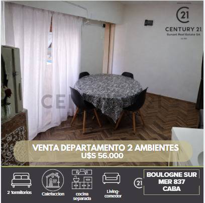 VENTA DEPARTAMENTO 2 AMBIENTES BALVANERA