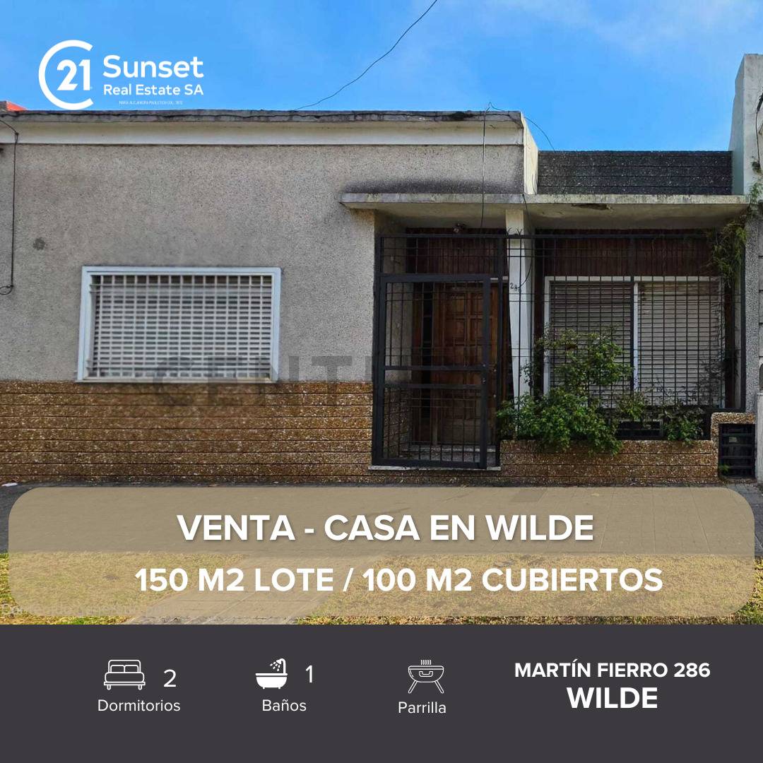 CASA EN VENTA EN WILDE 3AMBIENTES CON PATIO