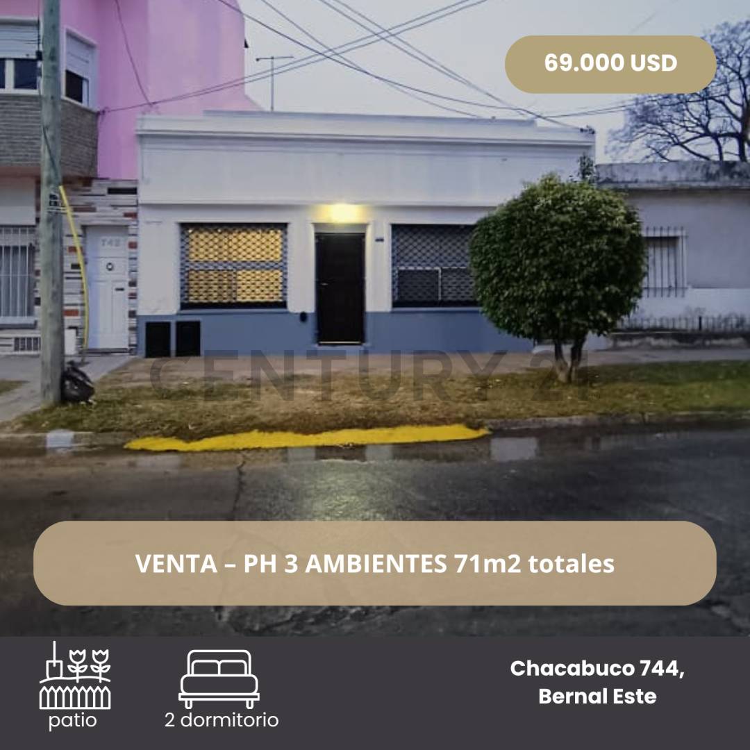 VENTA DEPARTAMENTO 3 AMBIENTES EN BERNAL