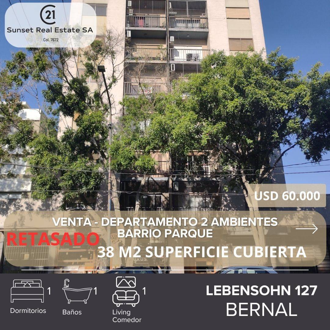 ALQUILER DEPARTAMENTO 2 AMBIENTES BERNAL - BARRIO PARQUE