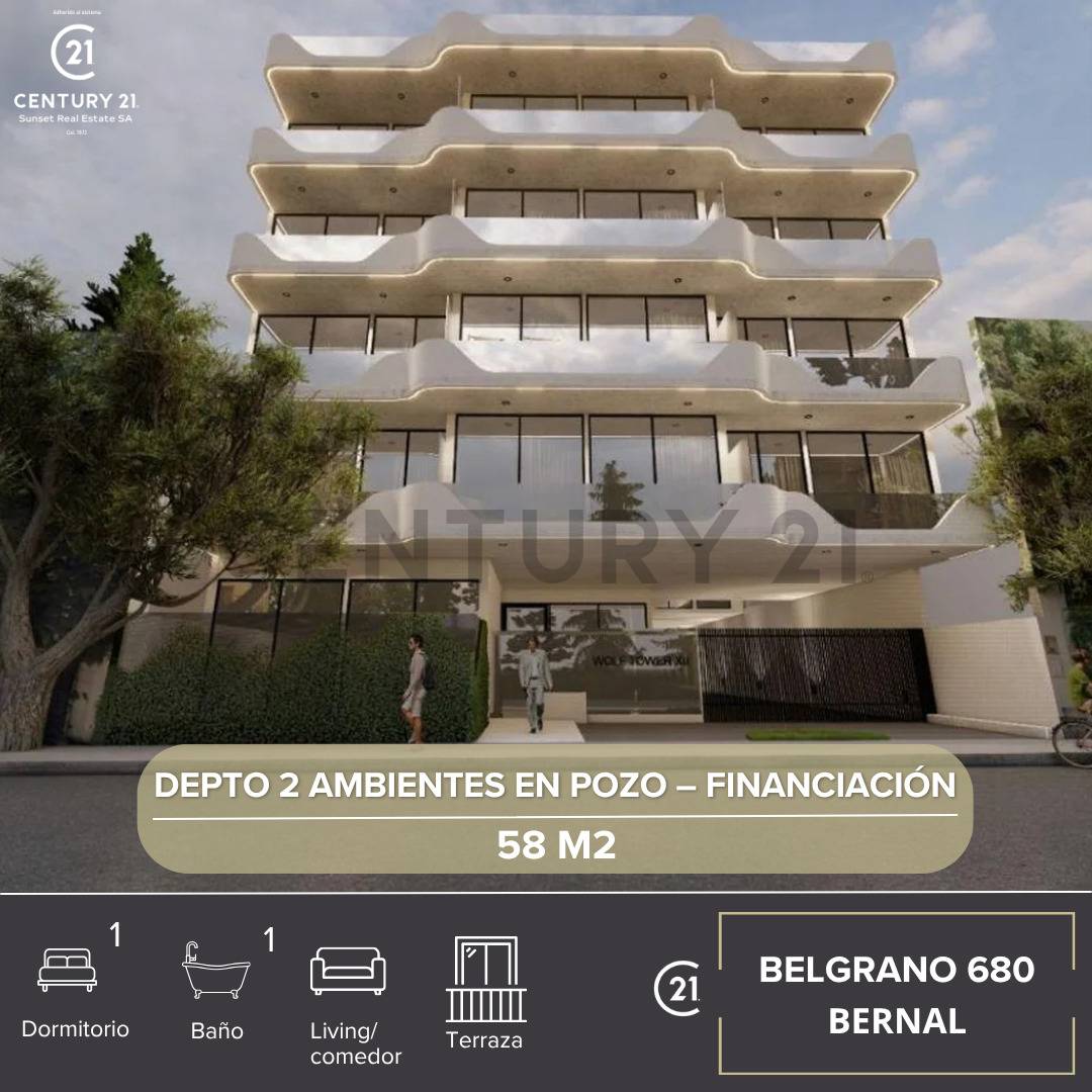 Departamento 2 Ambientes 58 m² en Bernal | Financiación | Amenities | Oportunidad