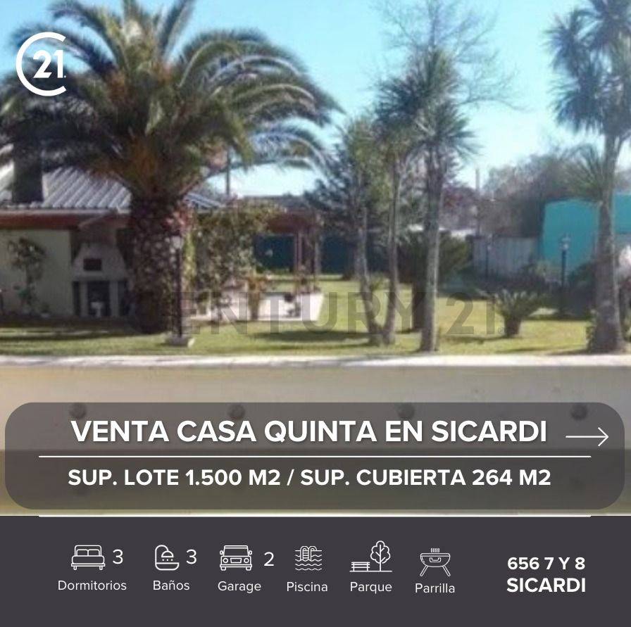 Venta de casa quinta en Parque Sicardi