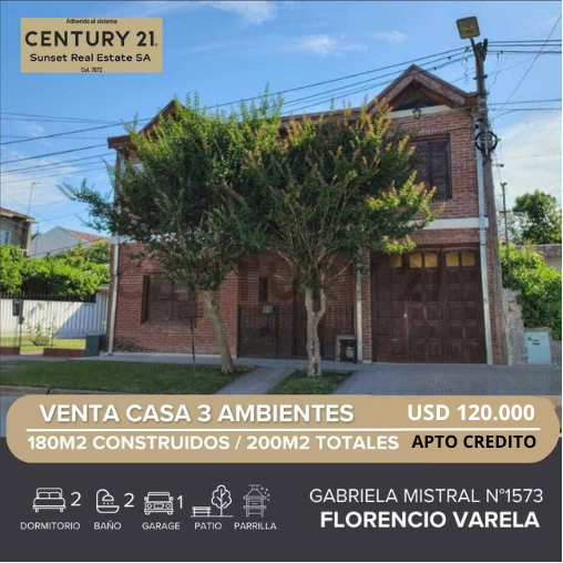 VENTA CASA 3 AMBIENTES  FLORENCIO VARELA