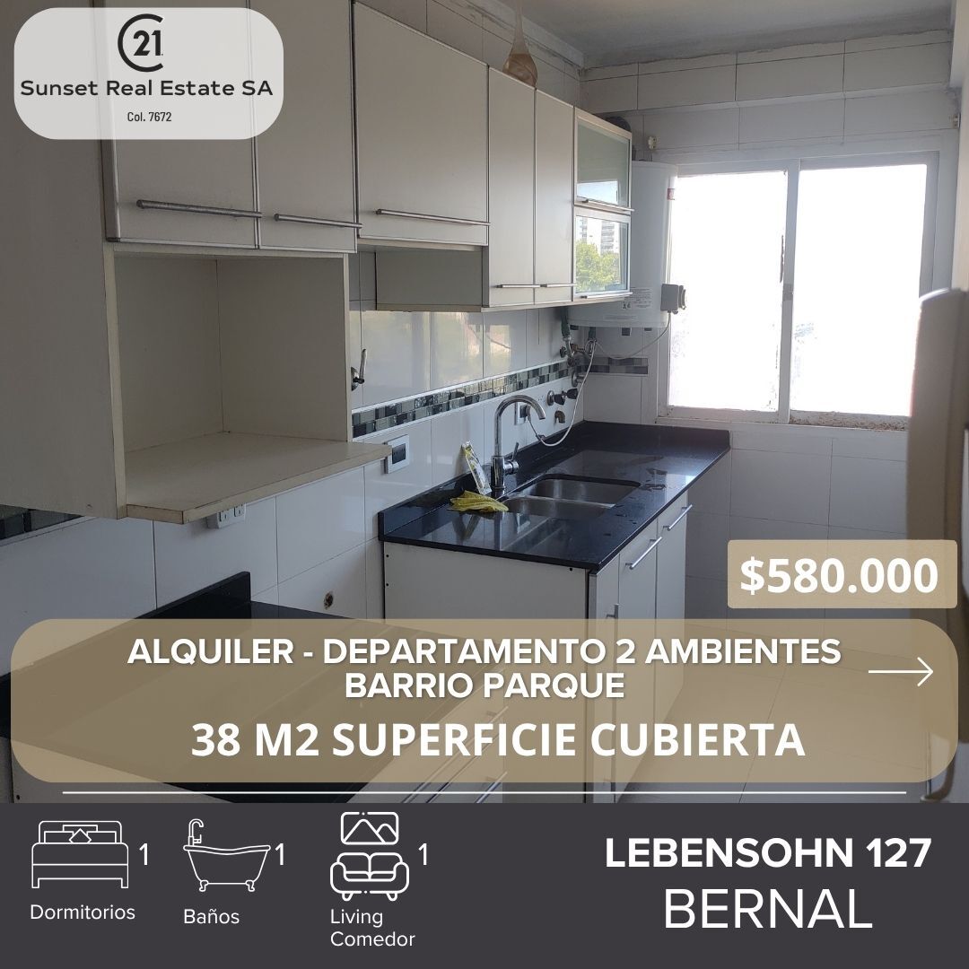 ALQUILER DEPARTAMENTO 2 AMBIENTES BERNAL - BARRIO PARQUE — foto 1
